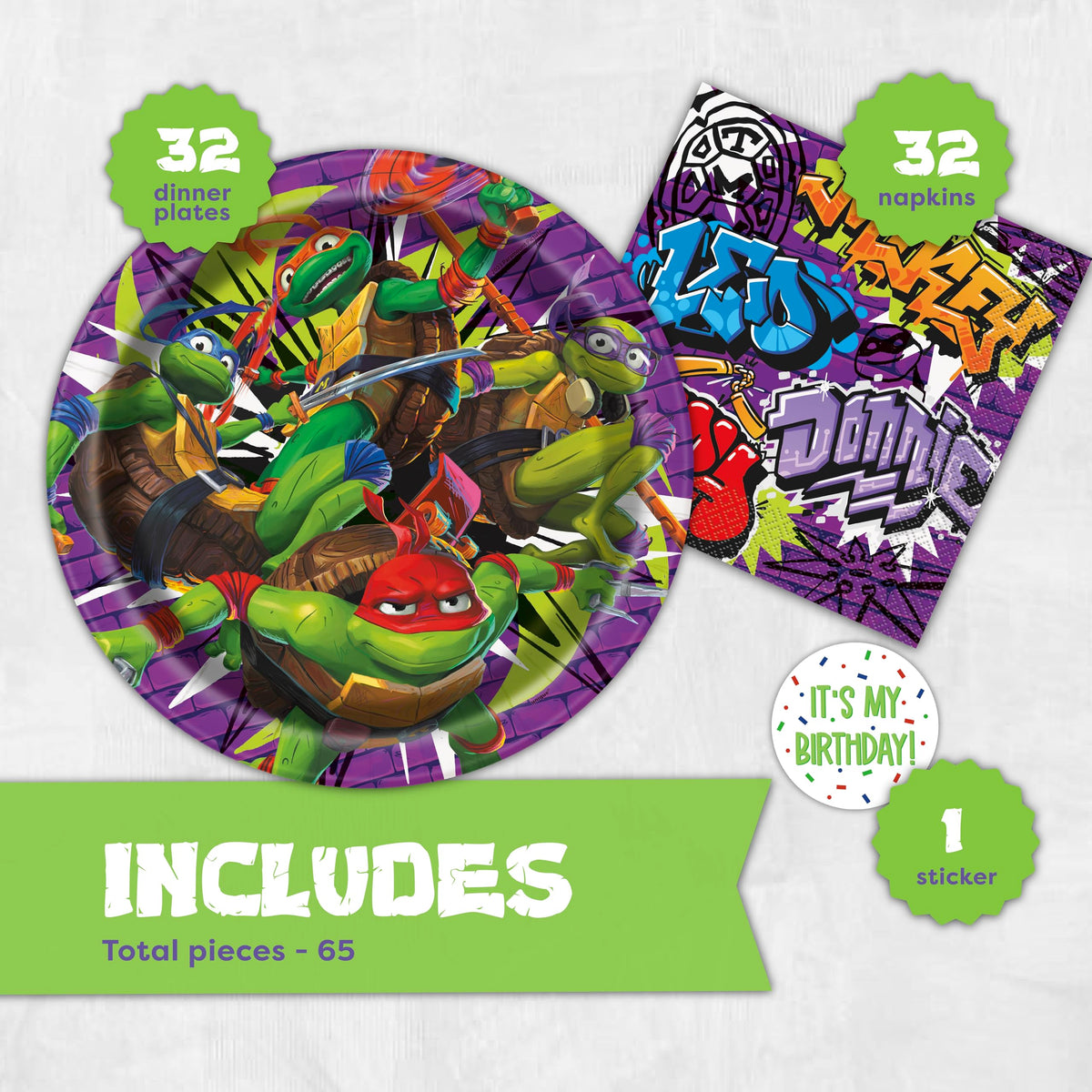 Unique TMNT napkins for quick cleanup during meals.