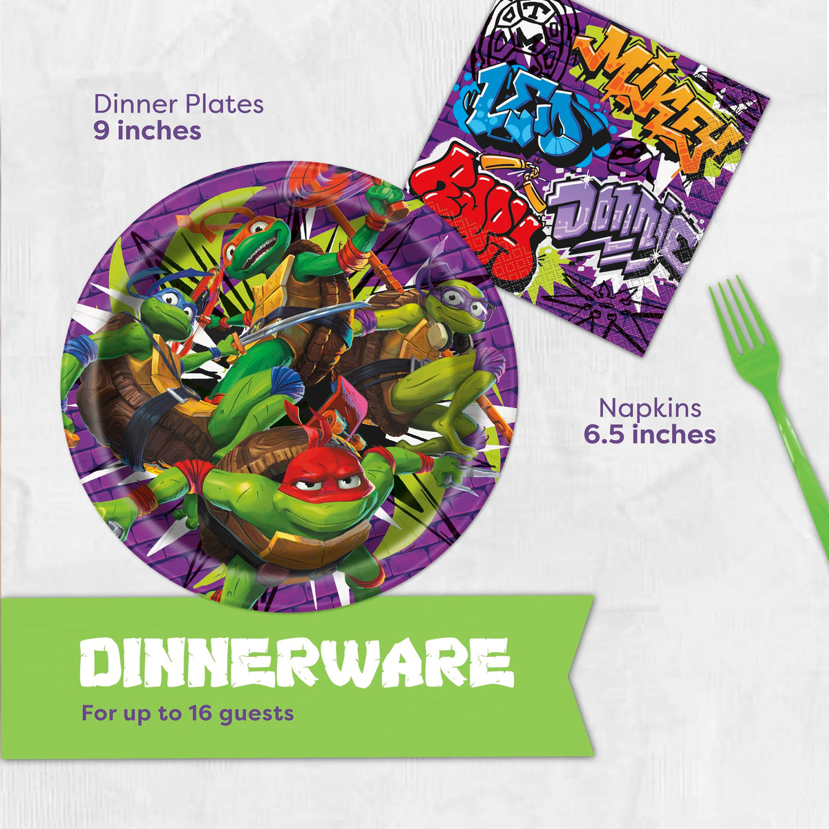 Unique TMNT 9-inch plates designed for sturdy, mess-friendly dining