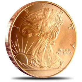 Unique Metals Walking Liberty copper coin reverse eagle design, ideal for stacking and collection.