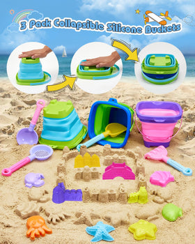 Unistylar sand castle molds in bright colors for imaginative seaside builds.