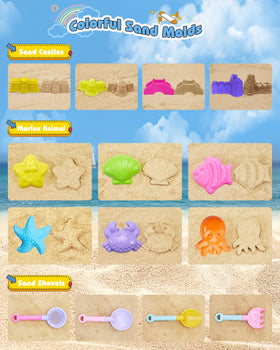 Unistylar sea animal molds spark creative storytelling in sand.