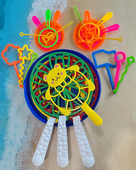 Unistylar colorful bubble wands package invites group outdoor activity.