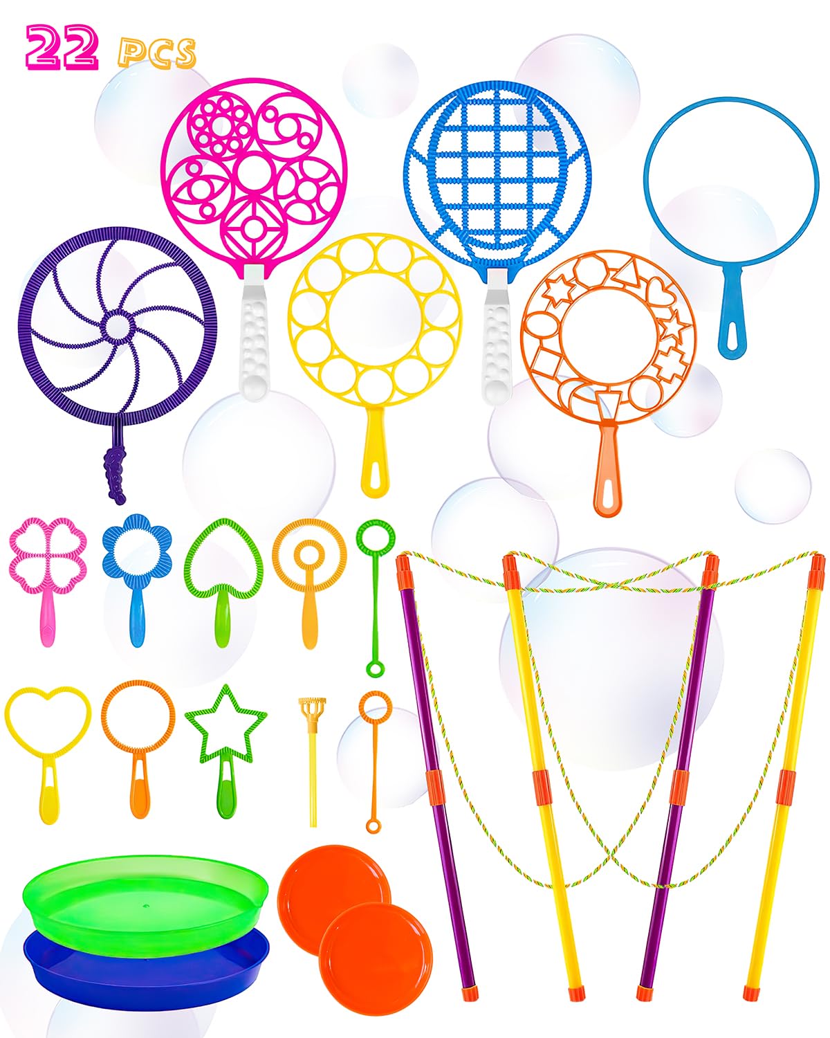 Unistylar giant bubble wands set with trays for family outdoor bubble play.
