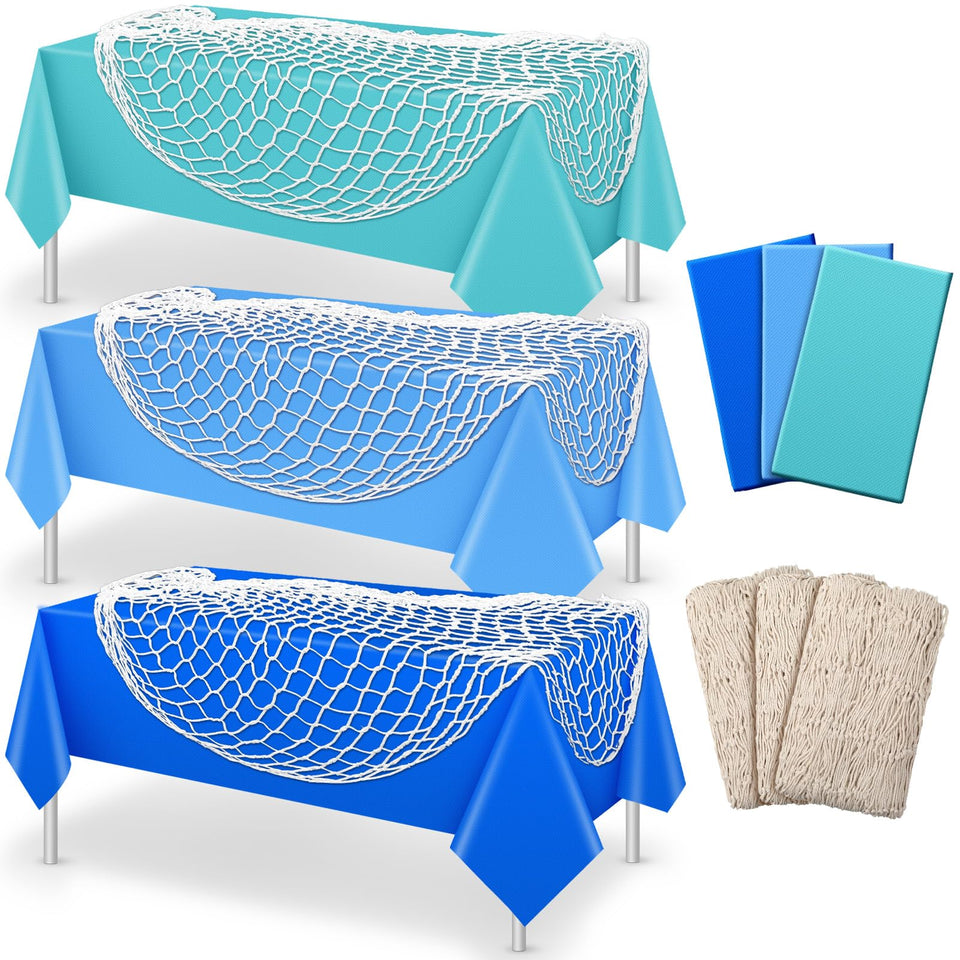 Unittype fish net decor adds nautical vibe to a table setup.