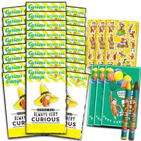 Universal All-Access Curious George mini packs with coloring pages, ideal for party favors.