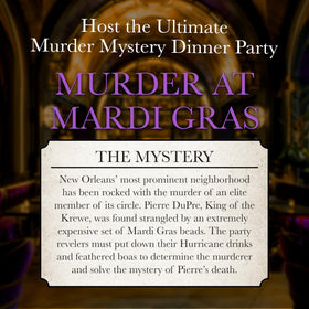 University Games Murder at Mardi Gras included items ready for hosting a mystery night