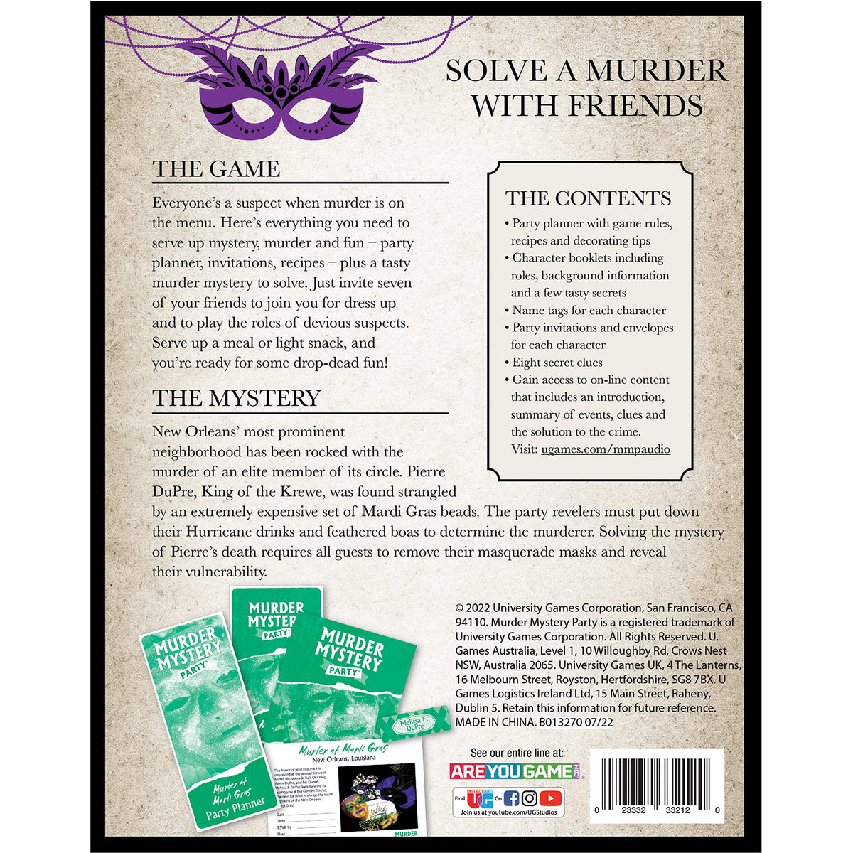 University Games Murder at Mardi Gras roles encourage social interaction