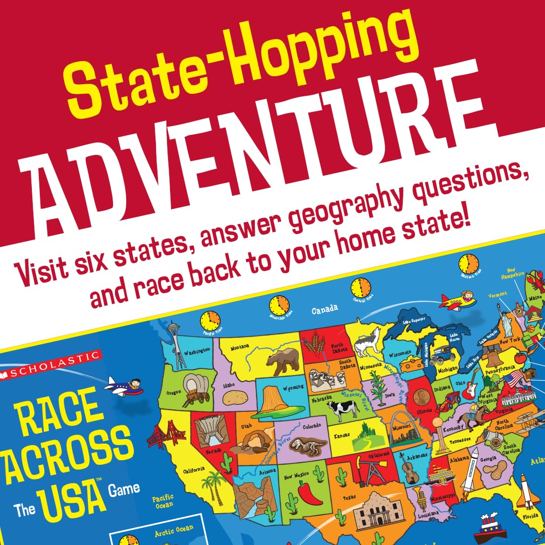 Two to four players engage in inclusive University Games Scholastic Race Across the USA gameplay.