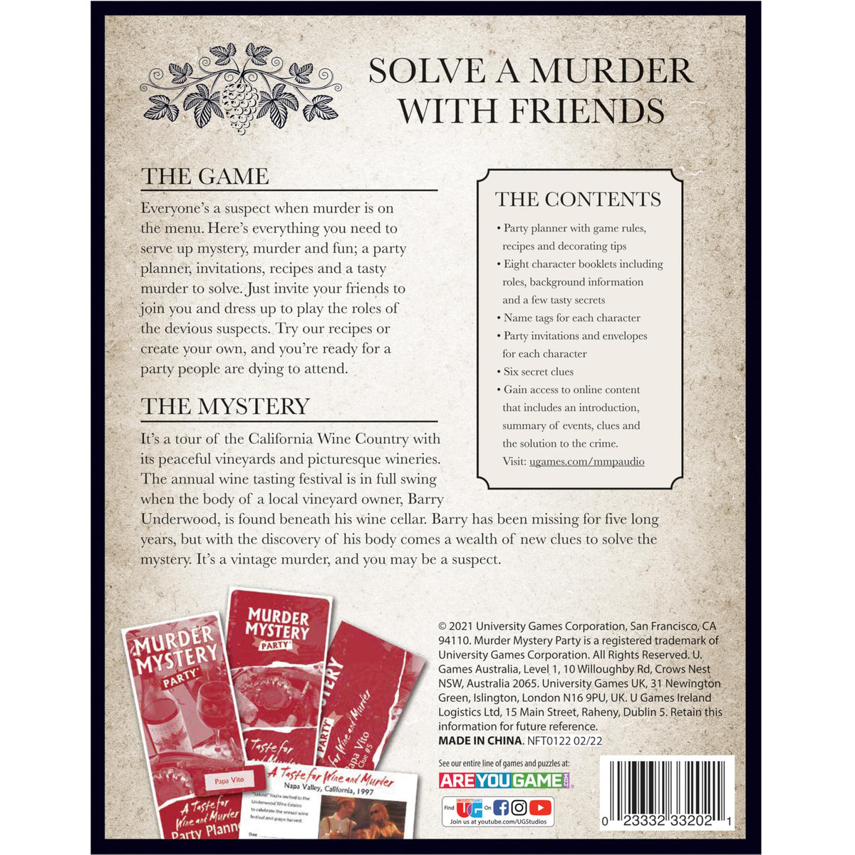 University Games Taste for Wine and Murder audio access guides storytelling