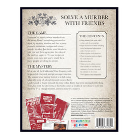 University Games Taste for Wine and Murder box contents showcase