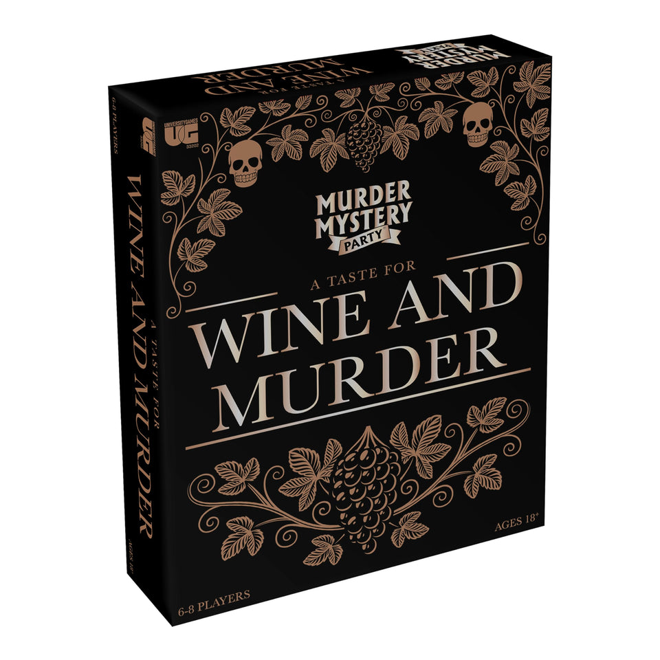 University Games Taste for Wine and Murder cover art sets the wine night mood for a themed party