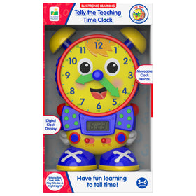 University Games Telly teaching time clock front view shows analog and digital time displays.