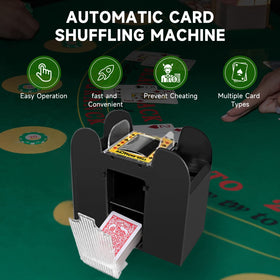 Shuffles 1-6 decks quickly for multi-deck games.