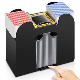 Unniweei automatic card shuffler front view demonstrates hands-free mixing for poker nights.
