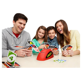 Cozy living room scene of UNO Attack! family game night