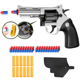 Unseki 6-shot revolver toy gun in silver with safe, lightweight design for kids