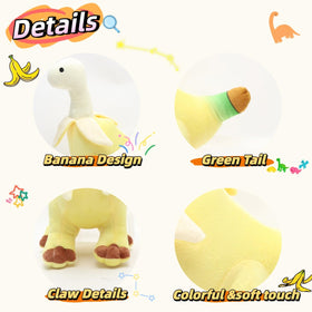 unsnurnoch banana-dinosaur plush close-up, skin-friendly material for safe cuddles