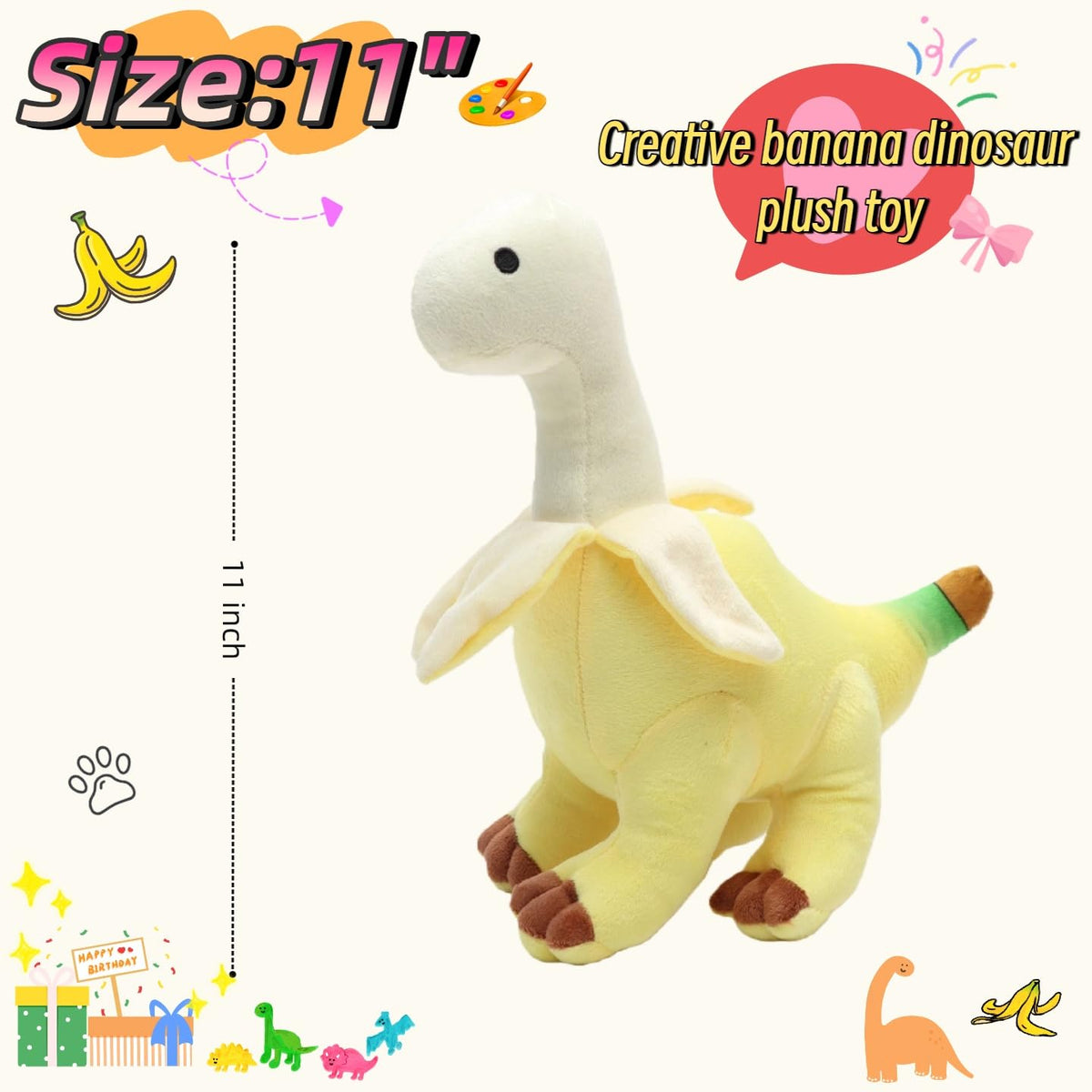 unsnurnoch soft yellow dinosaur plush, creative design sparks imaginative play