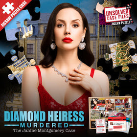 Unsolved Case Files 500-piece puzzle assembly—visual of assembling clues together.