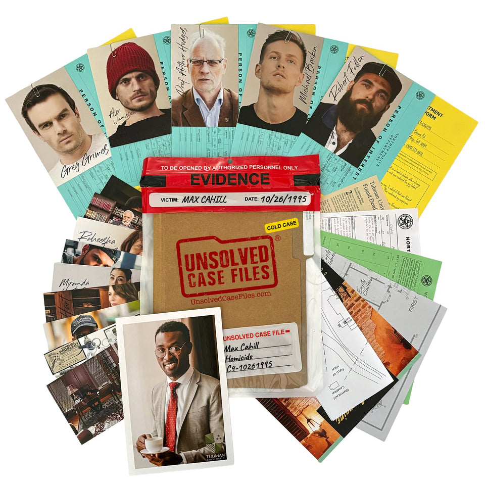 Unsolved Case Files Cahill Max box cover for immersive detective play with friends