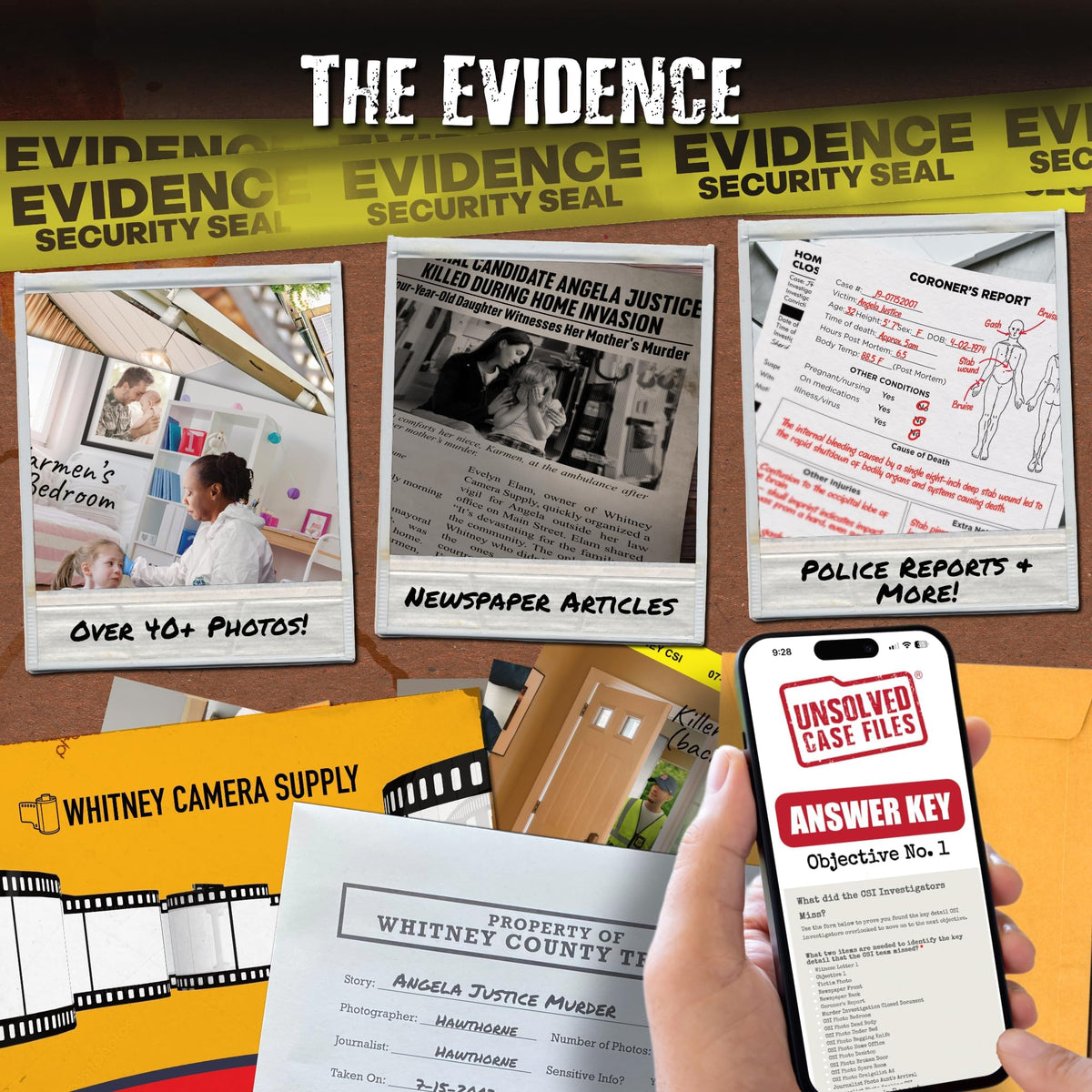 Unsolved Case Files evidence documents with authentic context