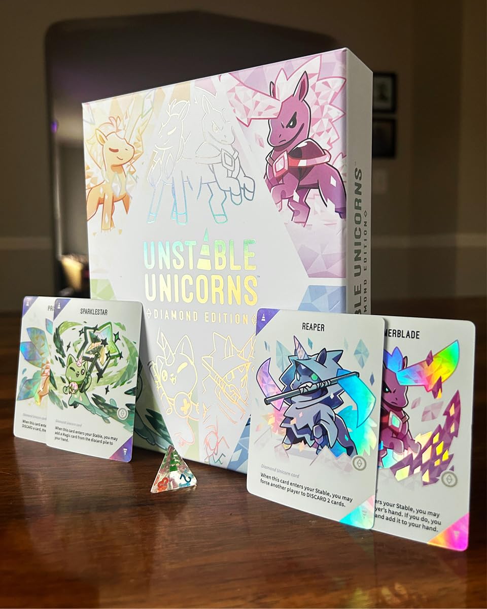 Unstable Unicorns holographic Diamond cards enhance visual appeal and strategy