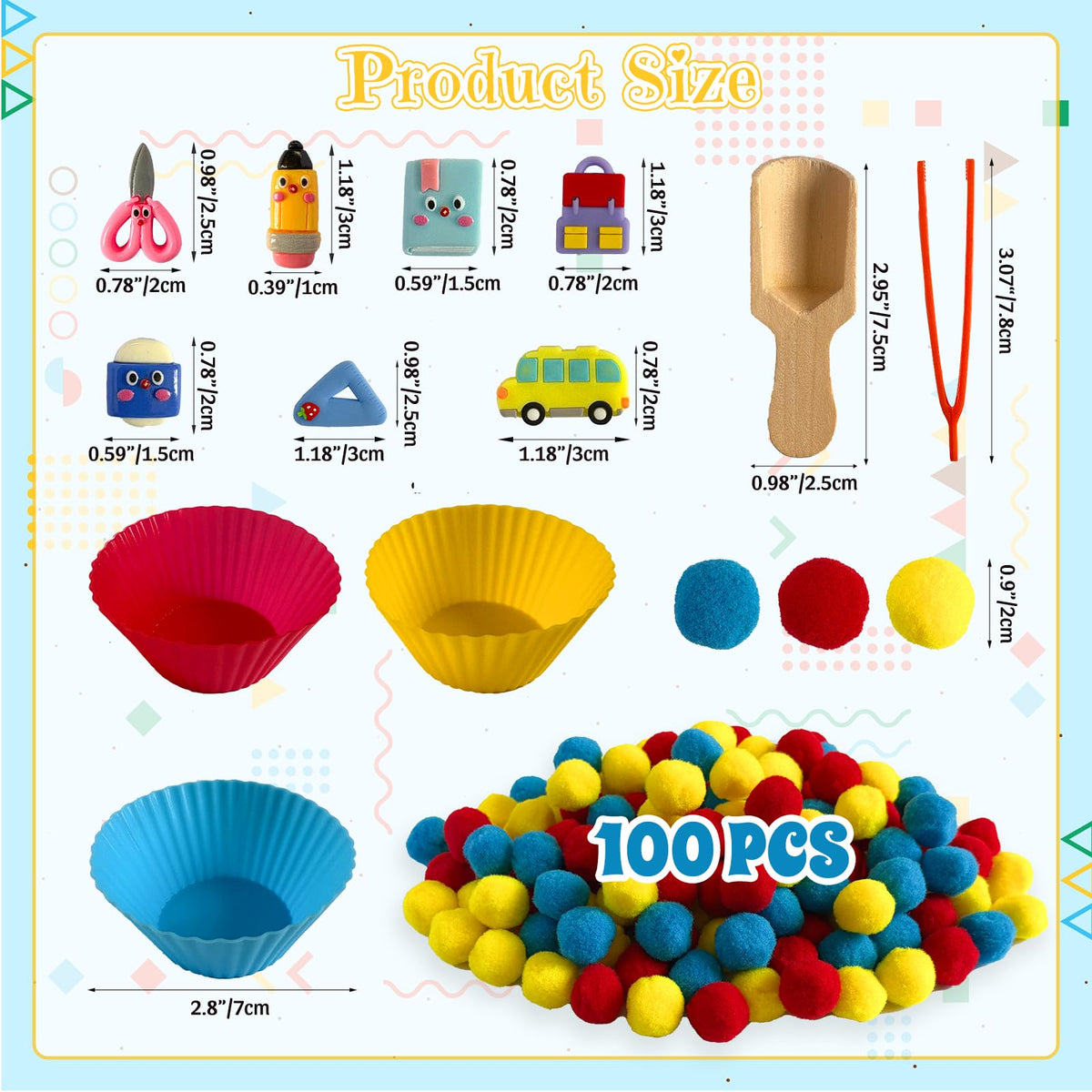 Unvola 154Pcs pencils and scissors setup to boost fine motor control and pretend play