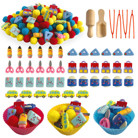 Unvola 154Pcs sensory bin with pom-poms for color sorting and dexterity practice