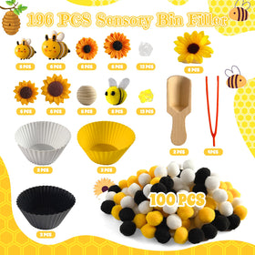 Unvola bee sunflowers pieces for counting and color recognition.