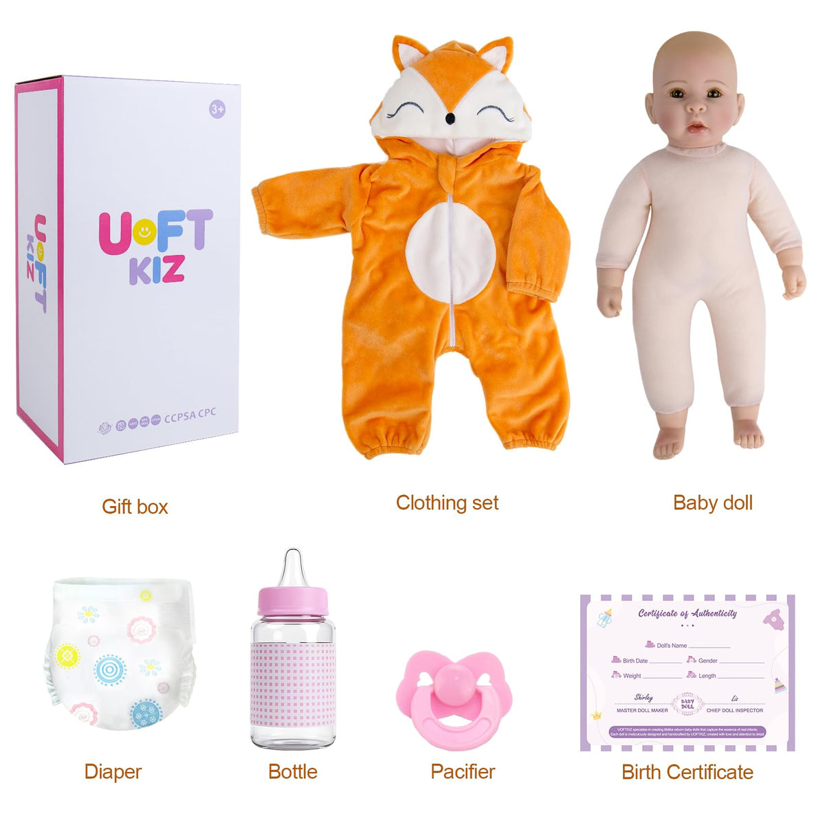 UOFTKIZ gift-ready doll ideal for kids, grandparents, and new parents.