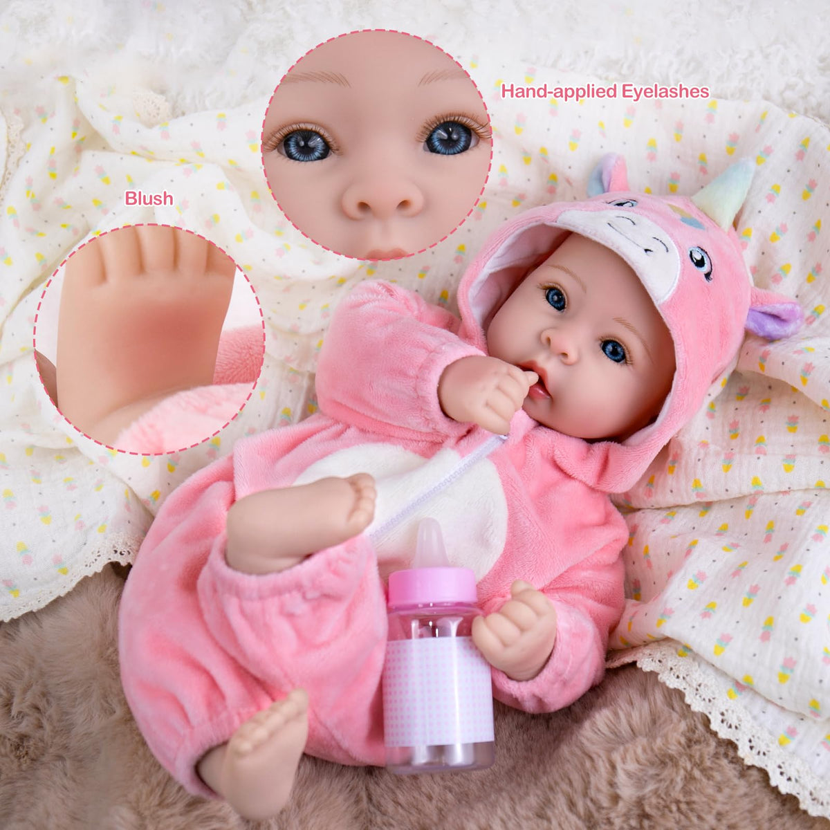 UOFTKIZ lifelike brown eyes inspire imaginative pretend play.