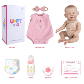 UOFTKIZ reborn doll gift set includes diaper and birth certificate