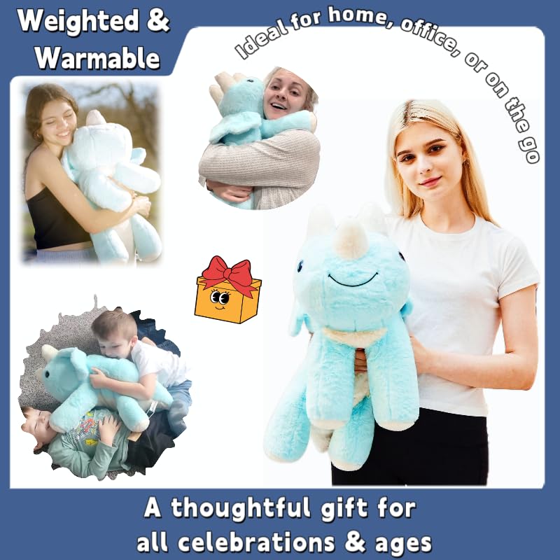 uoozii blue dinosaur weighted plush washable cover for repeated cuddles