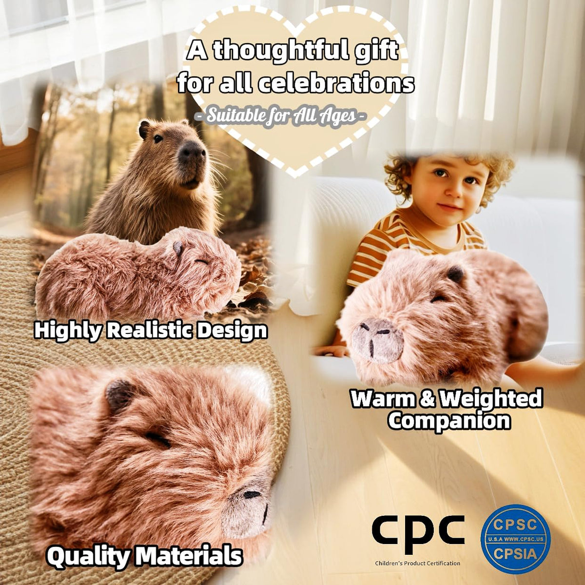 Uoozii Capybara weighted plush gift-ready packaging for a thoughtful surprise.