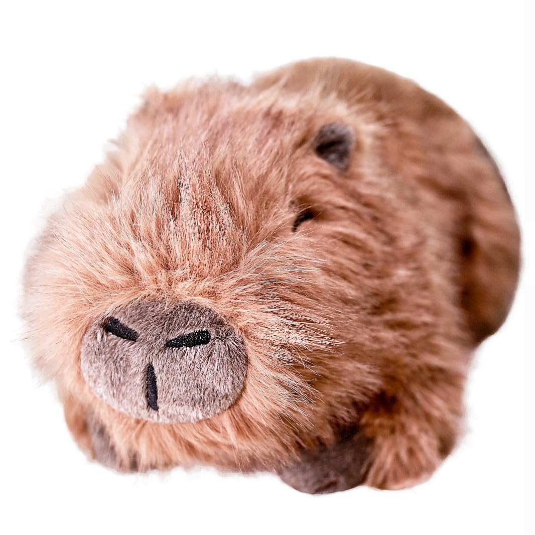 Uoozii Capybara weighted plush pouch inserted in microwave for cozy heat.