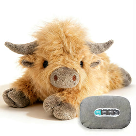 uoozii Highland Cow weighted plush with removable heating pad for warm moments