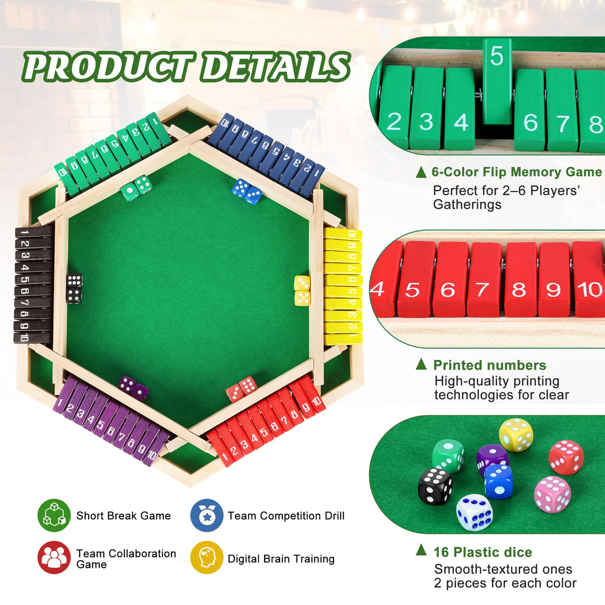 Uowivi 16-dice set with bright colors for quick calculation practice
