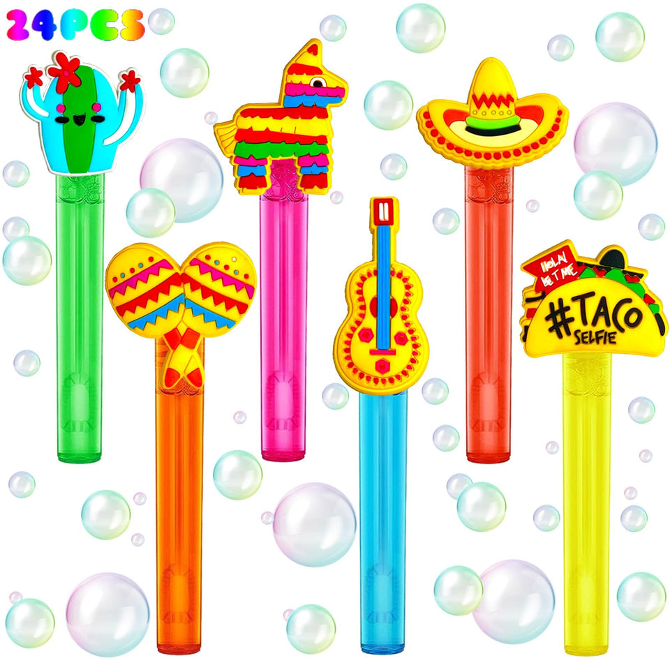 uoyoi Fiesta bubble wands 24pc in colorful set, ideal party favors and prizes