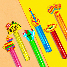 uoyoi six colors and patterns bubble wands, festive designs for Cinco de Mayo