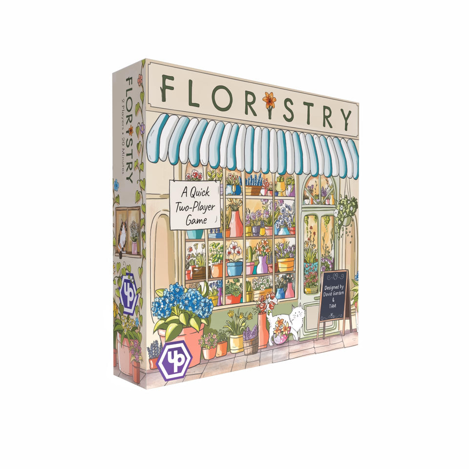 UP Games Floristry auction scene showcases competitive bidding for vibrant flower tiles.