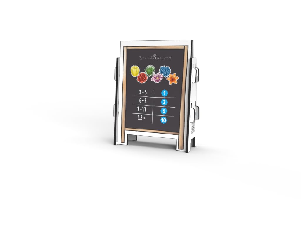 UP Games Floristry tiles and patches highlight scoring opportunities across flower types.