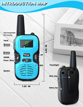 Upitry long-range kid walkie talkie used on an outdoor trail for coordinated play.