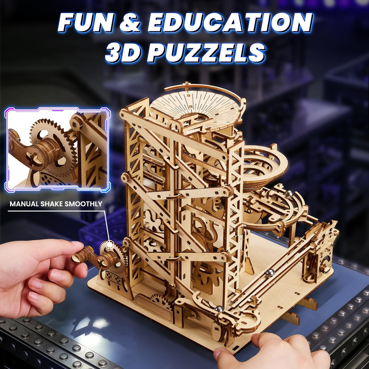 UPLIKE mechanical marble run gears illustrate intricate engineering in action.