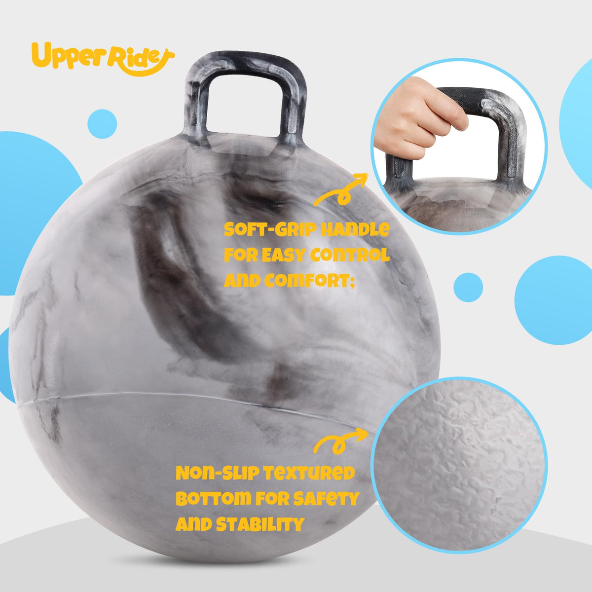 Pump inflating the Upper Rider Clouds Hopper Ball for quick setup