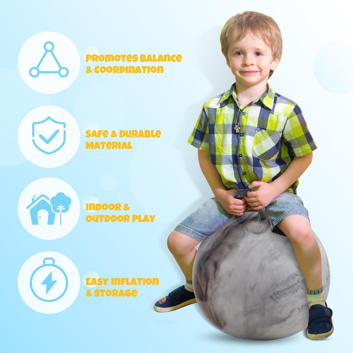 Textured base of Upper Rider Clouds Hopper Ball helps feet stay steady