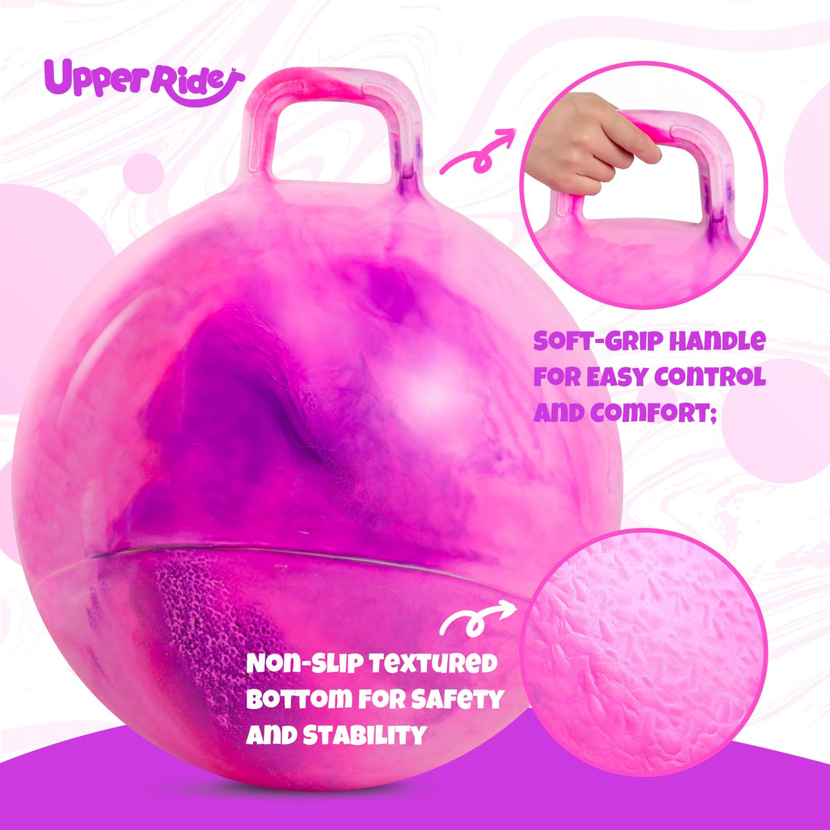 Upper Rider durable PVC shell for long lasting active play