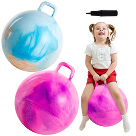 Upper Rider 20-inch hopper ball blue and orange with handle for active play.