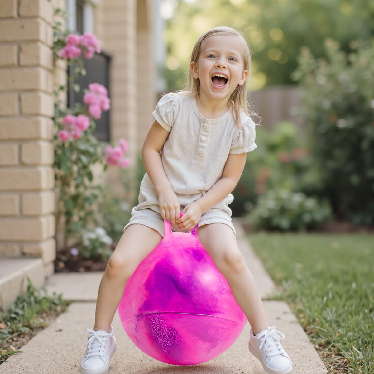 Upper Rider Clouds Hopper Ball inflation setup demonstrates quick, simple assembly for spontaneous fun.