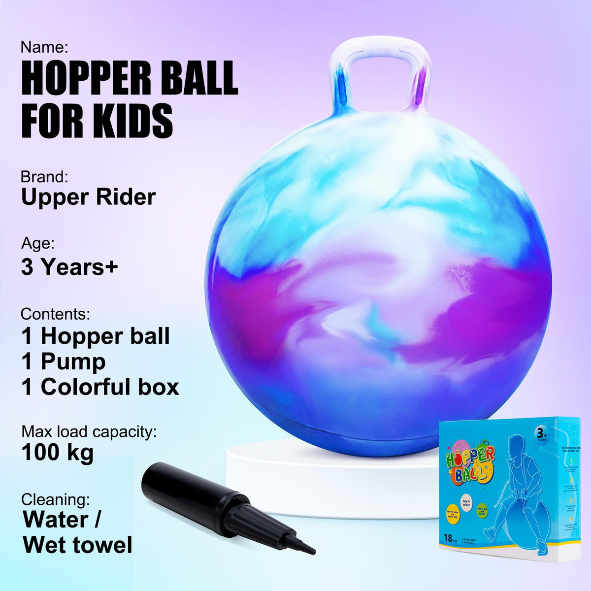 Upper Rider Hopper Ball three sizes adapt to growing kids.