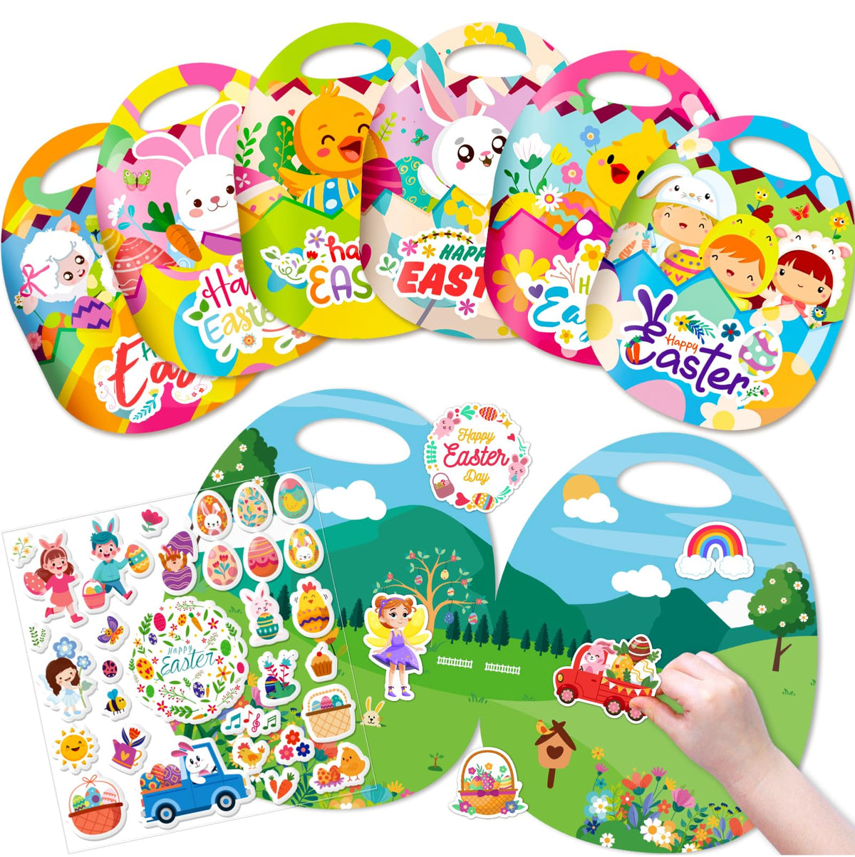 Uranus&No.1 Easter sticker book 6-pack cover — bright spring imagery for kids crafts.